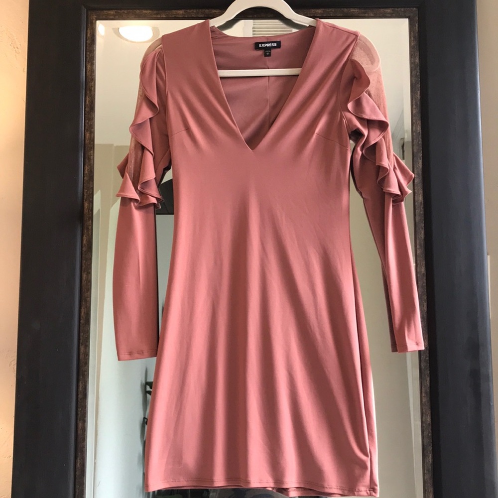 Express Long Sleeve Dusty Rose Dress